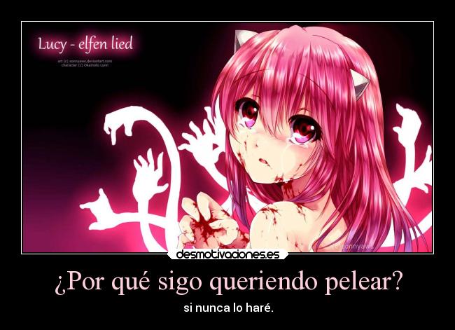 carteles anime otaku manga elfen lied lucy nyu kaede devilbrigade mukkuroattacks infiernodeangeles monstruo desmotivaciones