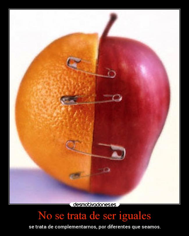 No se trata de ser iguales - se trata de complementarnos, por diferentes que seamos.