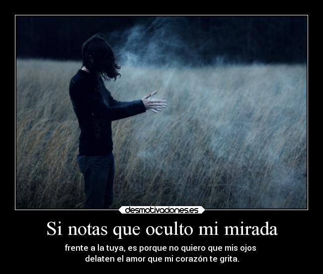 Si notas que oculto mi mirada - frente a la tuya, es porque no quiero que mis ojos
delaten el amor que mi corazón te grita.