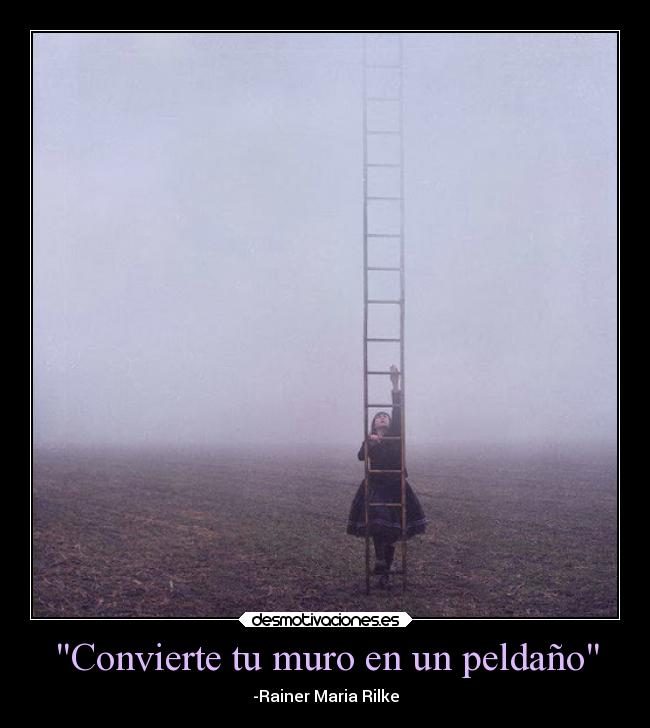 Convierte tu muro en un peldaño - -Rainer Maria Rilke