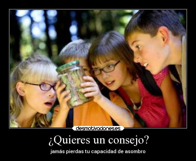 ¿Quieres un consejo? - jamás pierdas tu capacidad de asombro