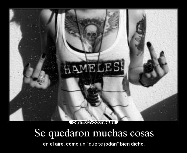 Se quedaron muchas cosas - en el aire, como un que te jodan bien dicho.