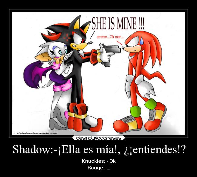 carteles sonic shadouge knuxouge amor desmotivaciones