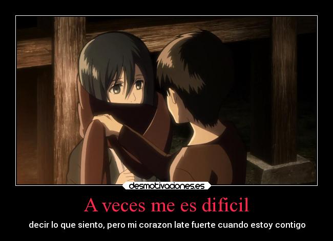 carteles anime shingeki kyojin eren jaeger mikasa ackerman echos reales amor desmotivaciones