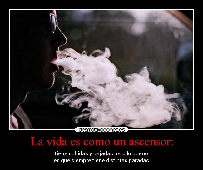 La vida es como un ascensor: - Tiene subidas y bajadas pero lo bueno
es que siempre tiene distintas paradas.