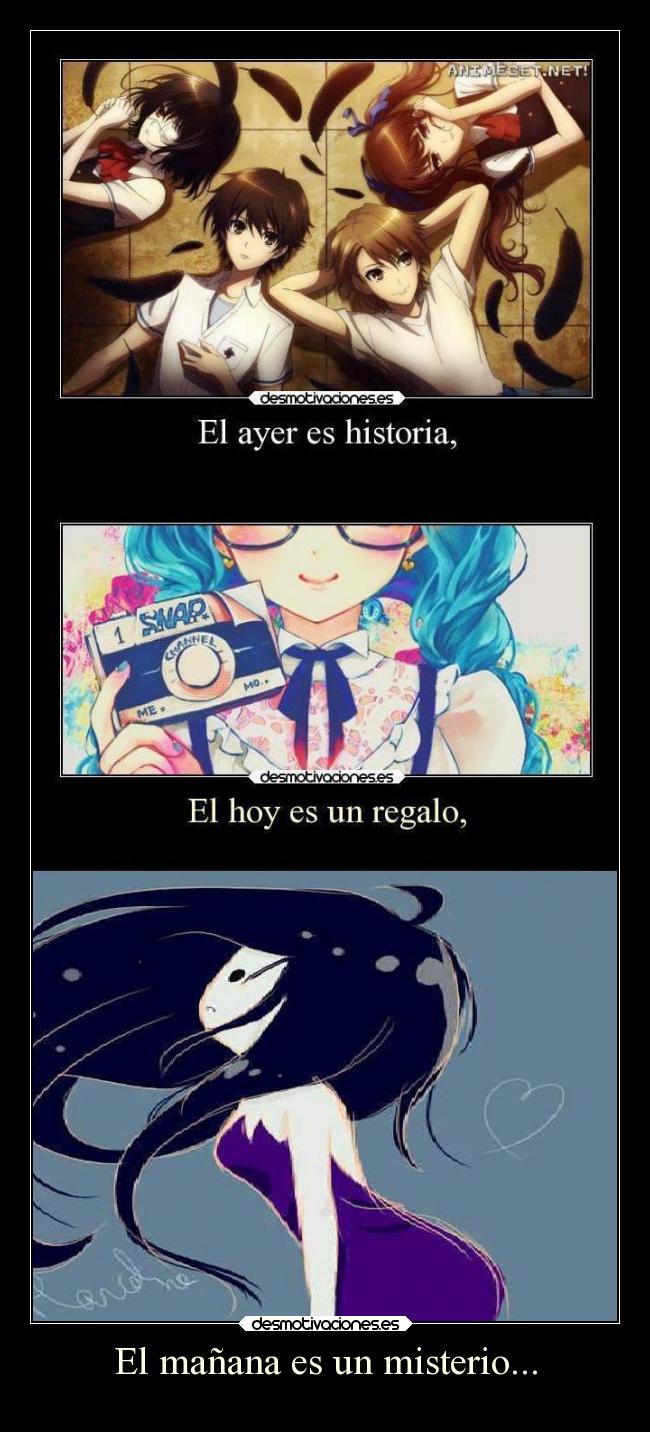 carteles anime shinigamixlll hora aventura marceline miku another misaki mei tomorrowland supercartel desmotivaciones