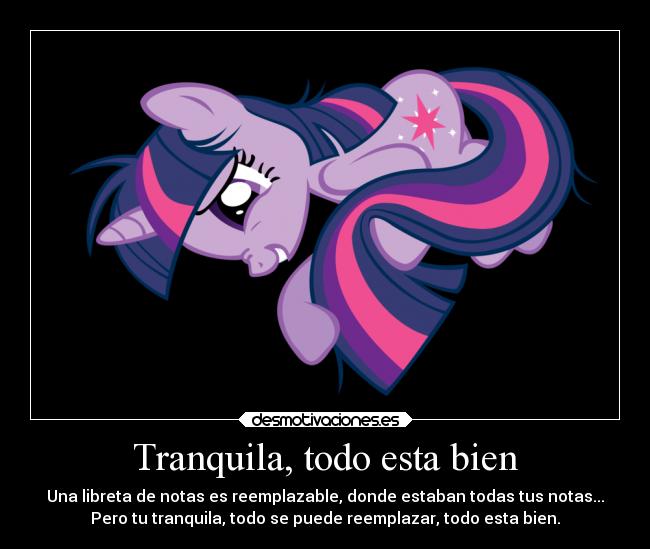 Tranquila, todo esta bien - Una libreta de notas es reemplazable, donde estaban todas tus notas...
Pero tu tranquila, todo se puede reemplazar, todo esta bien.