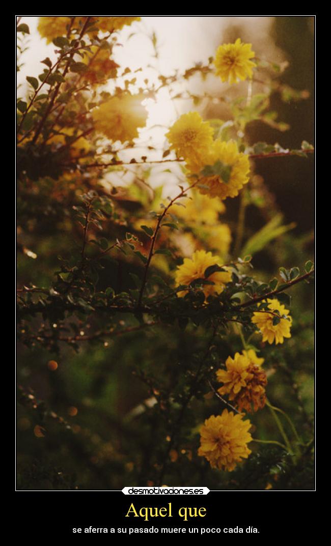 Aquel que - se aferra a su pasado muere un poco cada día.