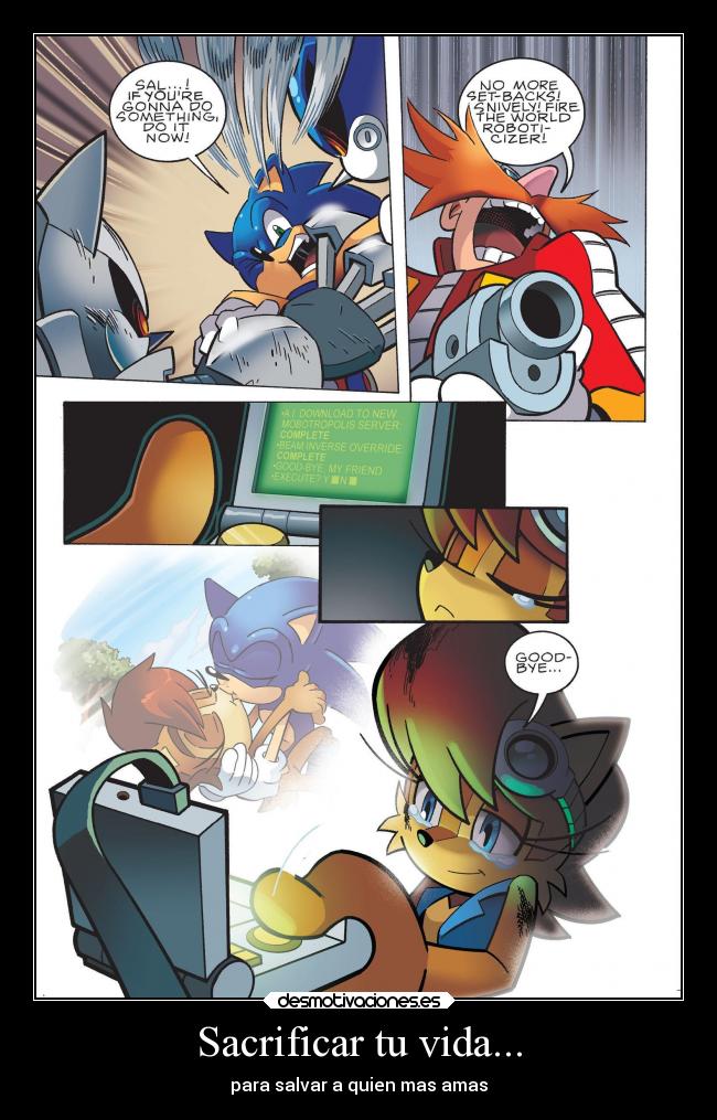 carteles vida sonic sally acorn sonally tristeza desmotivaciones