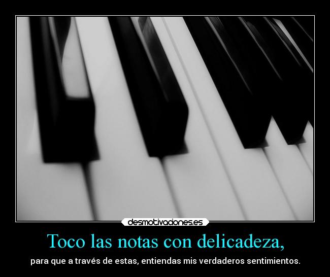 Toco las notas con delicadeza, - para que a través de estas, entiendas mis verdaderos sentimientos.