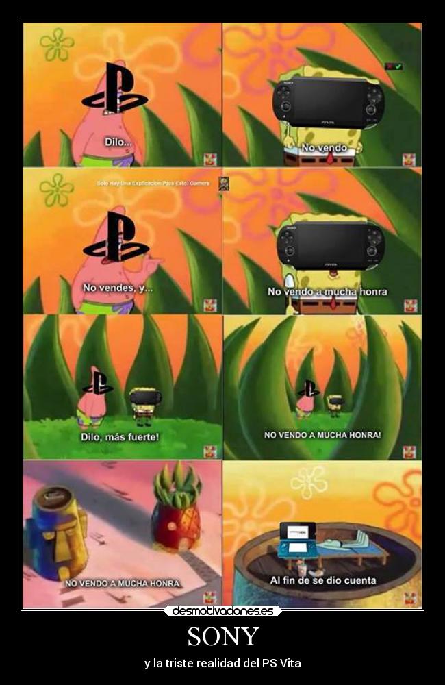 carteles bob esponja sony playstation vita nintendo 3ds humor desmotivaciones