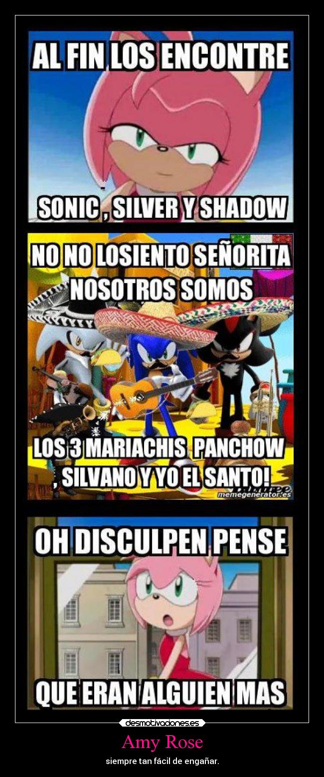 carteles amy rose sus confusiones para conocer amado sonic los otros desmotivaciones