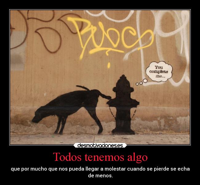 Todos tenemos algo - que por mucho que nos pueda llegar a molestar cuando se pierde se echa
de menos.