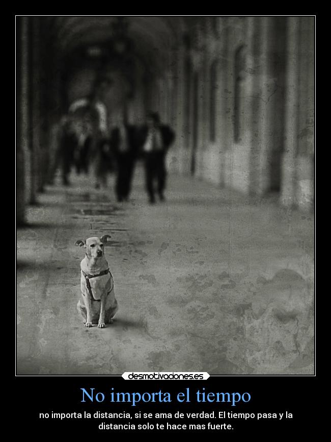 No importa el tiempo - no importa la distancia, si se ama de verdad. El tiempo pasa y la
distancia solo te hace mas fuerte.