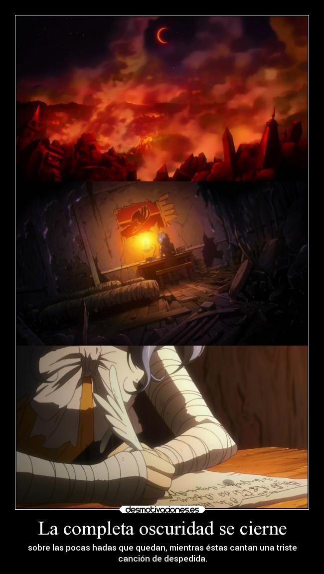 carteles raptorhunters harukaze anime manga otaku fairy tail final dolor triste muerte hadas levy llorar amor desmotivaciones