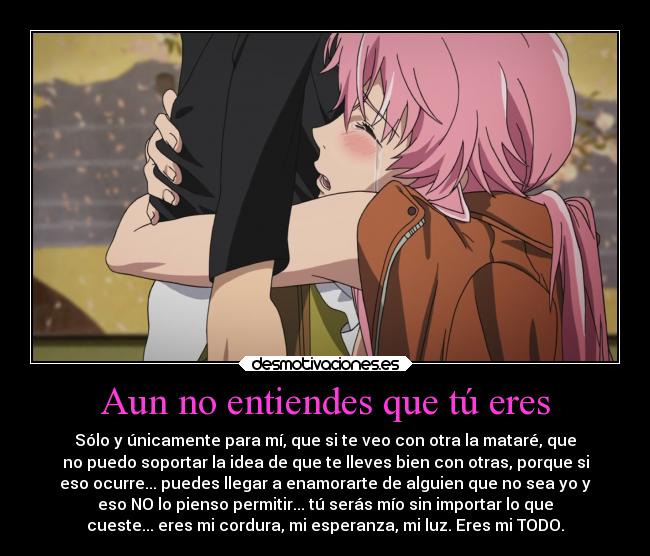 carteles mirai nikki amor yandere desmotivaciones