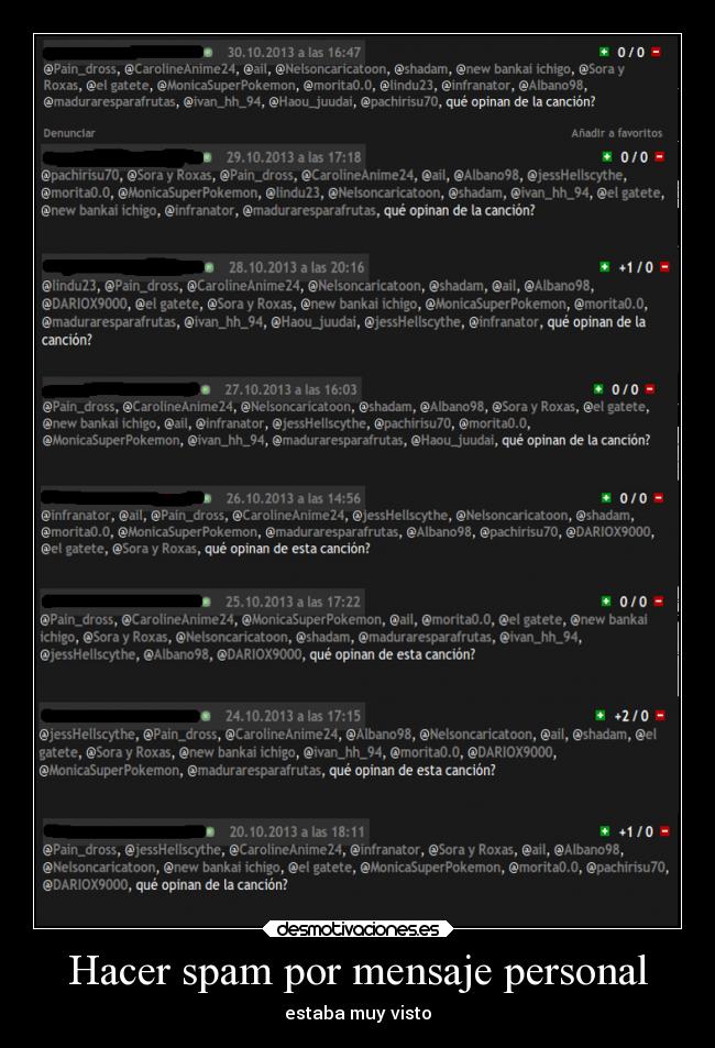 Hacer spam por mensaje personal -