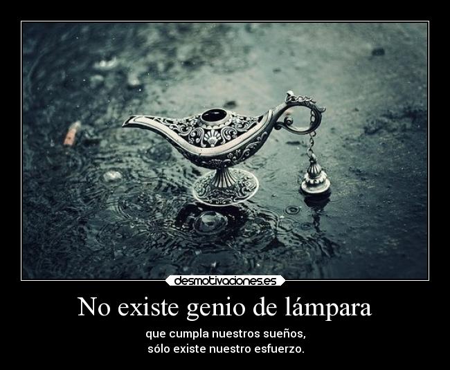 No existe genio de lámpara - que cumpla nuestros sueños,
sólo existe nuestro esfuerzo.