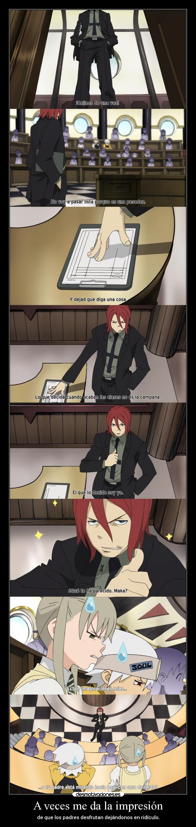 carteles raptorhunters harukaze anime manga otaku soul eater maka padre ridiculo humillar hijos desmotivaciones