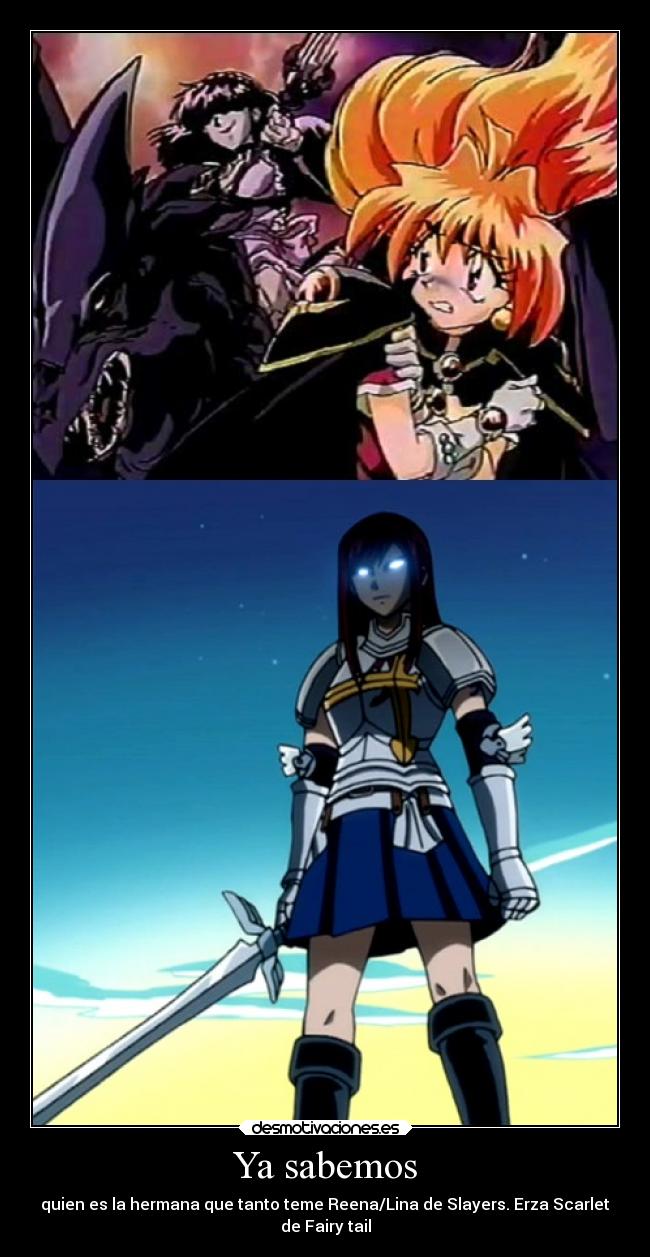 carteles theinmortals raptorhunters reena lina slayers reena gaudi erza scarlet fairy tail anime desmotivaciones