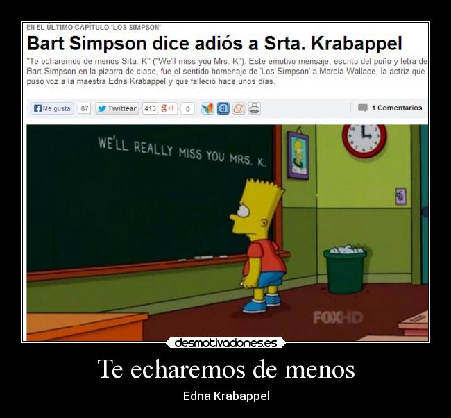 Te echaremos de menos - Edna Krabappel