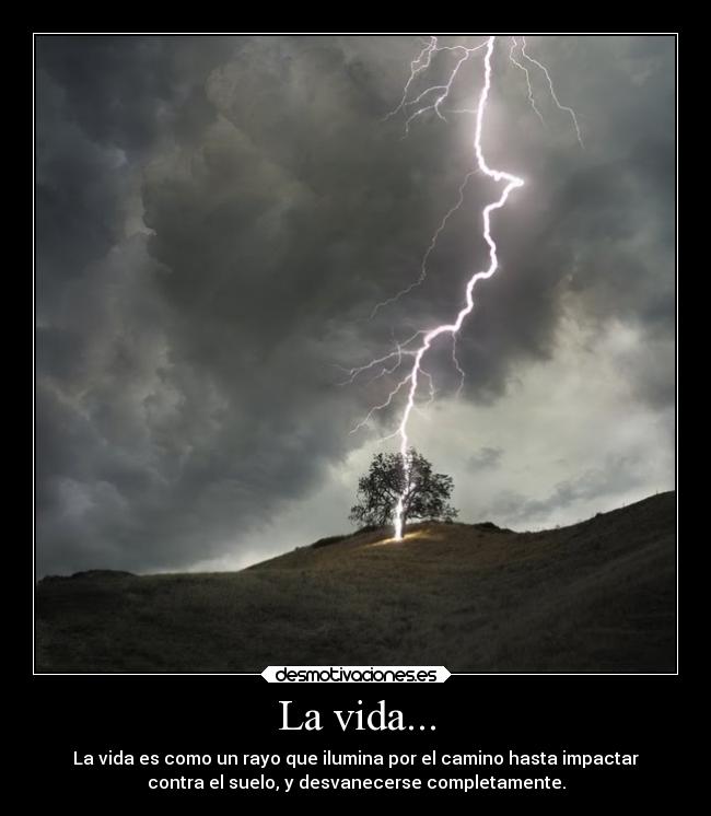 La vida... - La vida es como un rayo que ilumina por el camino hasta impactar
contra el suelo, y desvanecerse completamente.