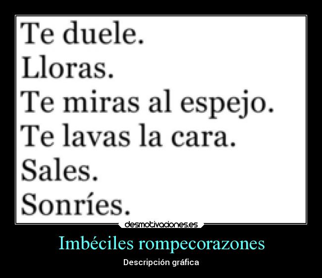 Imbéciles rompecorazones - Descripción gráfica