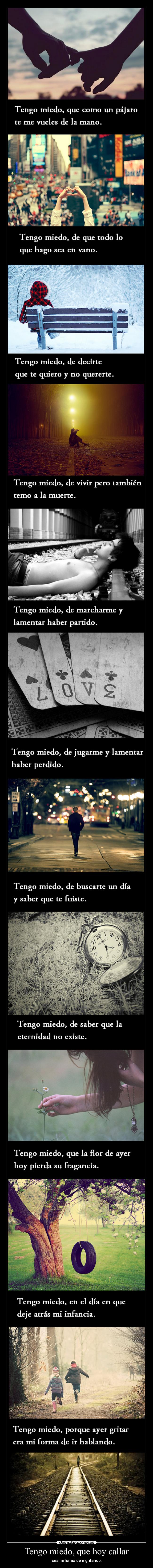 Tengo miedo, que hoy callar -