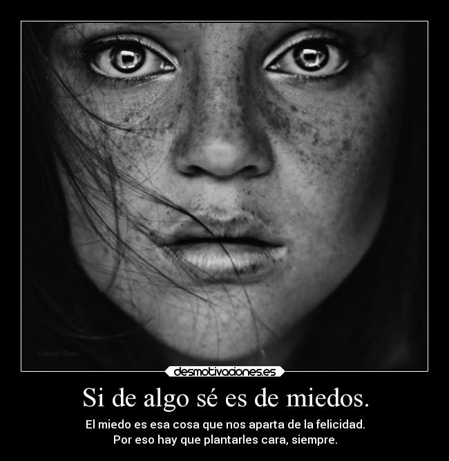 Si de algo sé es de miedos. - El miedo es esa cosa que nos aparta de la felicidad.
Por eso hay que plantarles cara, siempre.