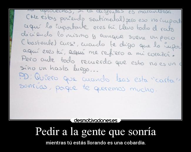 Pedir a la gente que sonría -