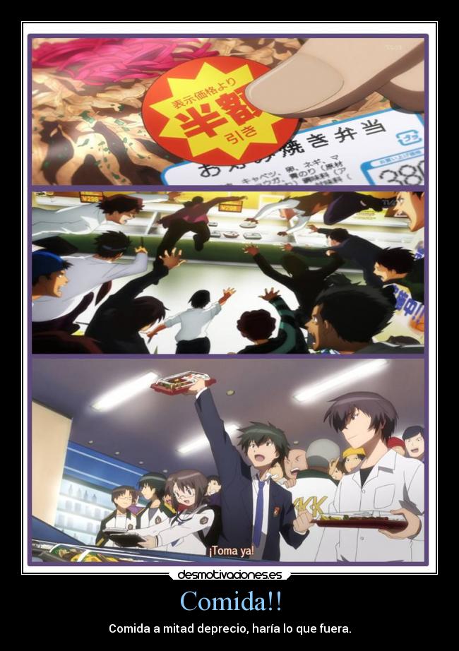 carteles comida anime desmotivaciones