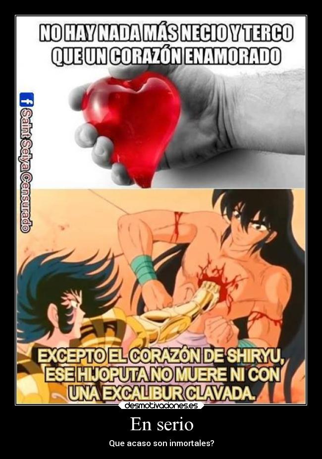 carteles saint seiya shiryu dragon shura capricornio excalibur corazon desmotivaciones