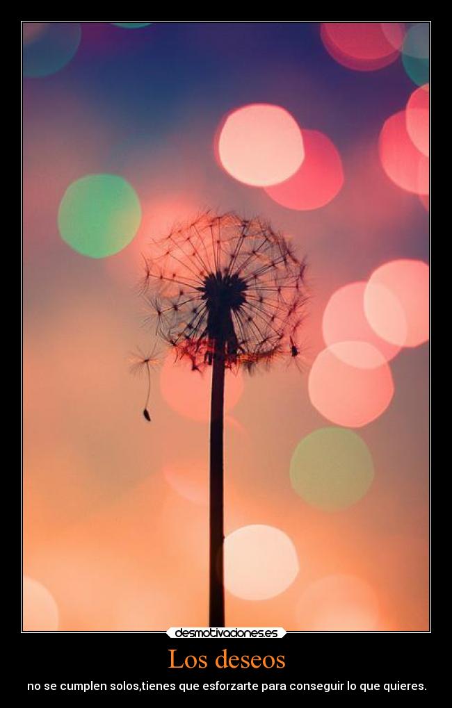 Los deseos - no se cumplen solos,tienes que esforzarte para conseguir lo que quieres.