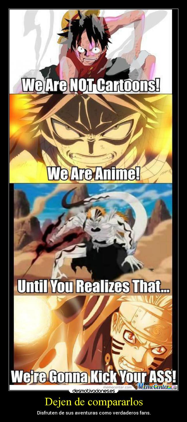 carteles anime naruto bleach one piece fairy tail desmotivaciones
