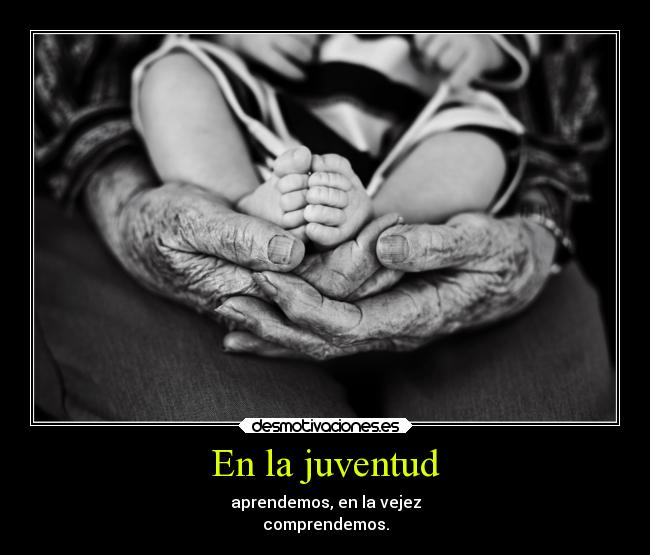 En la juventud - aprendemos, en la vejez
comprendemos.