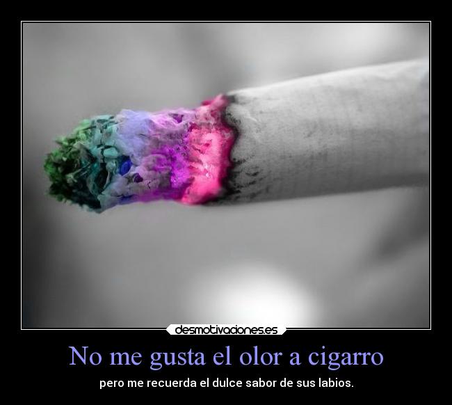 No me gusta el olor a cigarro - pero me recuerda el dulce sabor de sus labios.