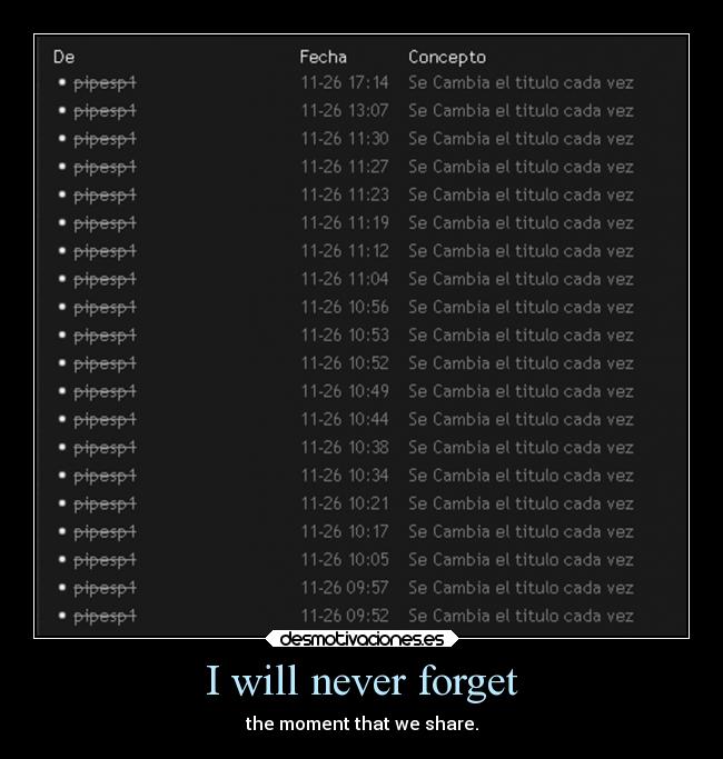 I will never forget - 