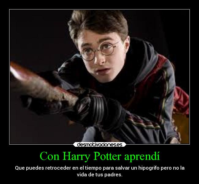 Con Harry Potter aprendí - Que puedes retroceder en el tiempo para salvar un hipogrifo pero no la
vida de tus padres.