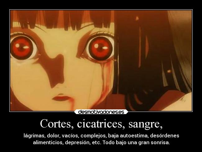 Cortes, cicatrices, sangre, -