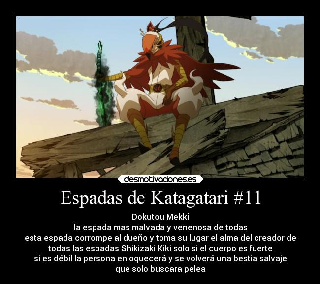 carteles anime espadas katanagatari mekki malvada maxima desmotivaciones