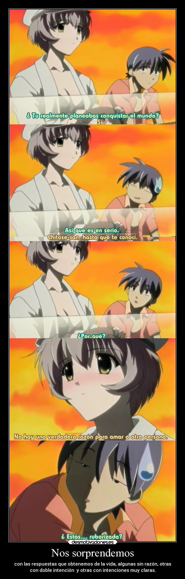 carteles anime sorpresa respuesta obtener vida mundo sin razon doble sentido muy claro sentido desmotivaciones