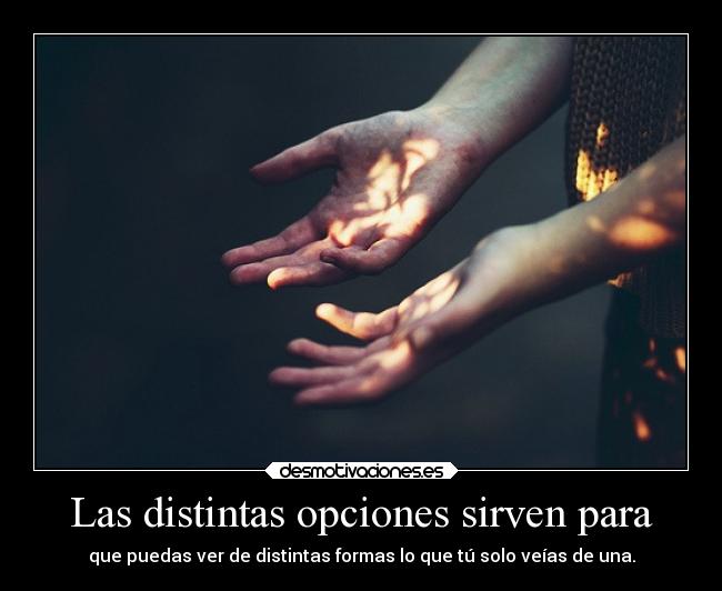 Las distintas opciones sirven para - que puedas ver de distintas formas lo que tú solo veías de una.