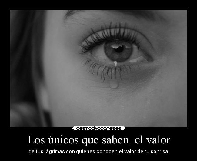 Los únicos que saben el valor - de tus lágrimas son quienes conocen el valor de tu sonrisa.