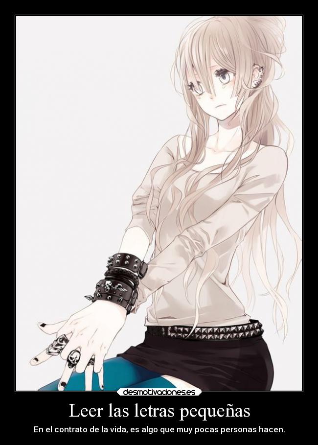 carteles pequenas letras contrato anime desmotivaciones