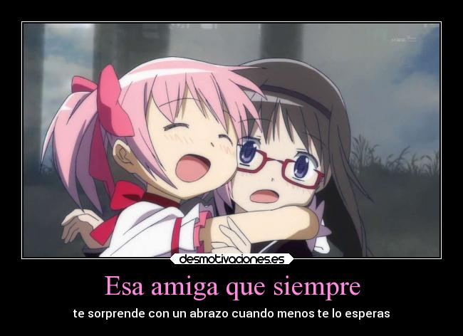 carteles abrazos madoka homura shigamixll desmotivaciones