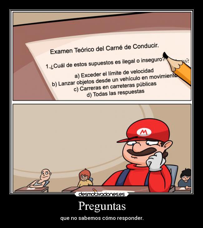 carteles mario preguntas desmotivaciones