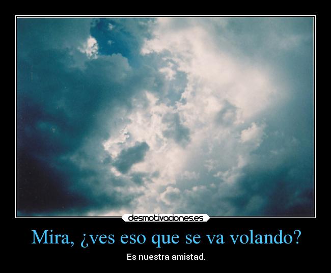 Mira, ¿ves eso que se va volando? - Es nuestra amistad.