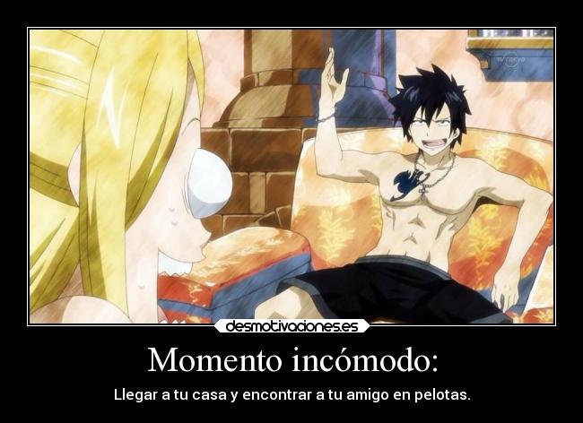 carteles anime fairy tail gray fullbuster lucy heartfillia casa desmotivaciones