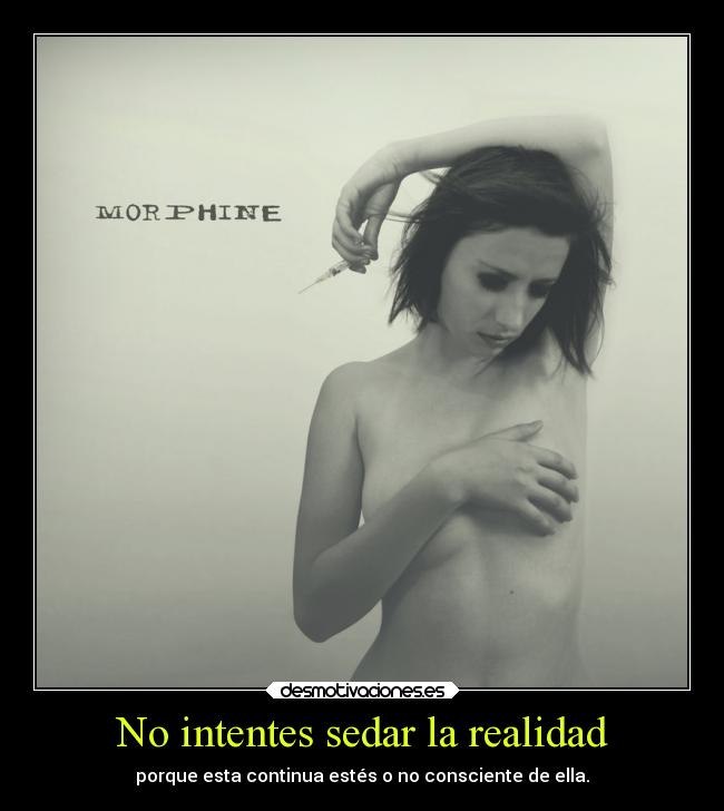 No intentes sedar la realidad - porque esta continua estés o no consciente de ella.