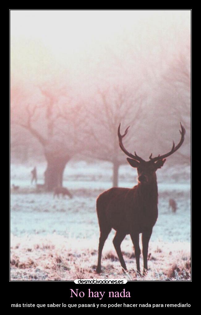 No hay nada - más triste que saber lo que pasará y no poder hacer nada para remediarlo